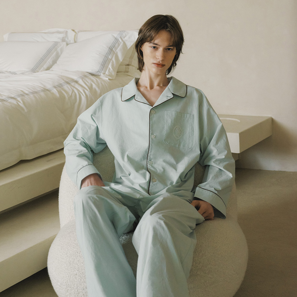 Essential Washed Long-sleeve Pyjama set mint