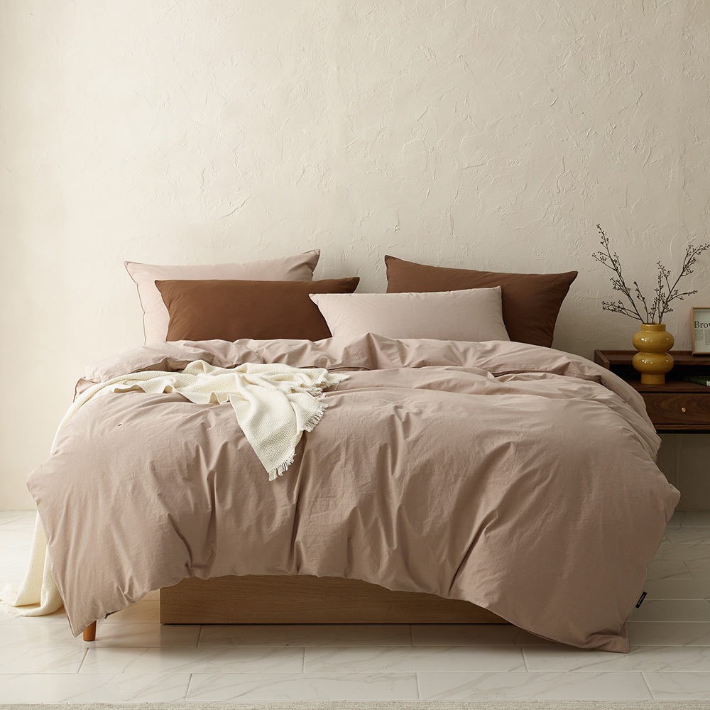 Daily Cotton 60-count Bio-washed Duvet Cover mocha Single / Queen / King