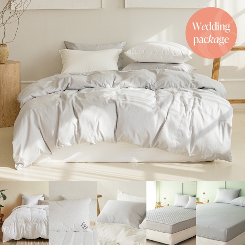 Polish 80 Goose-down Duvet Insert + Sareureu Cotton-Modal grass set grey Single / Queen / King