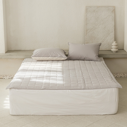 Scotch 60-count High-density Washed Cotton Fitted Bed Pad grey Super Single / Queen / King