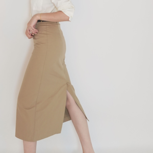 3 colors 2sizes Bella H-line Slit Skirt (with belt)