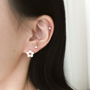 925 Silver 3 mm Swal Pearl Flower Earrings Flower Earrings 2 colors
