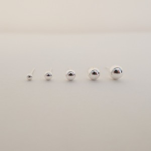 925 Silver Classic Silver Ball Earrings 5sizes 2 colors