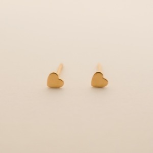 925 Silver Mini Flat Heart Earrings 2 colors