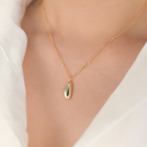 Drawing Water Drop Pendant Necklace 2 Colors S925