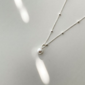925 Silver Hack Pearl Silver Ball Necklace Pearl Pendant Necklace