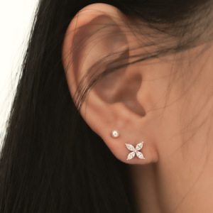 925 Silver Cubic Flower Earrings 2 colors