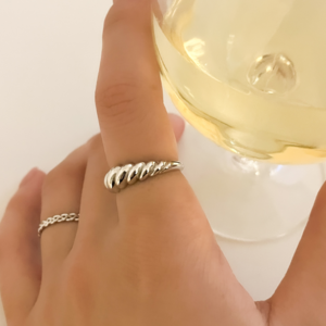 925 Silver Bold Twisted Ring 5sizes 3 Colors