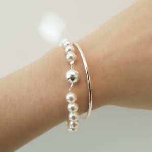 925 Silver Magnetic Silver Ball One Touch Pearl Bracelet 3sizes