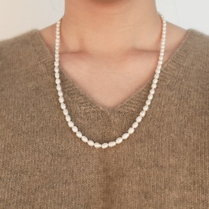 2 colors 2 types 925 silver 4-5 rice grains freshwater pearl necklace (renewal)