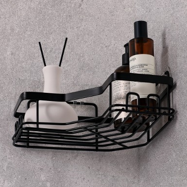 퍼플고릴라 디자인 욕실선반 (코너형, 매트블랙)