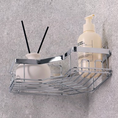 퍼플고릴라 디자인 욕실선반 (코너형, 크롬실버)