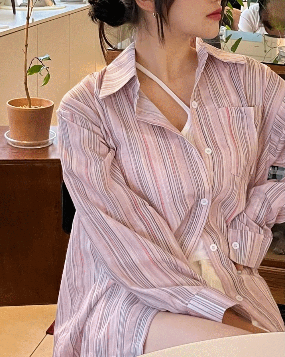 [unisex] 댑 빈티지 스트라이프 긴팔 셔츠 (2 color)