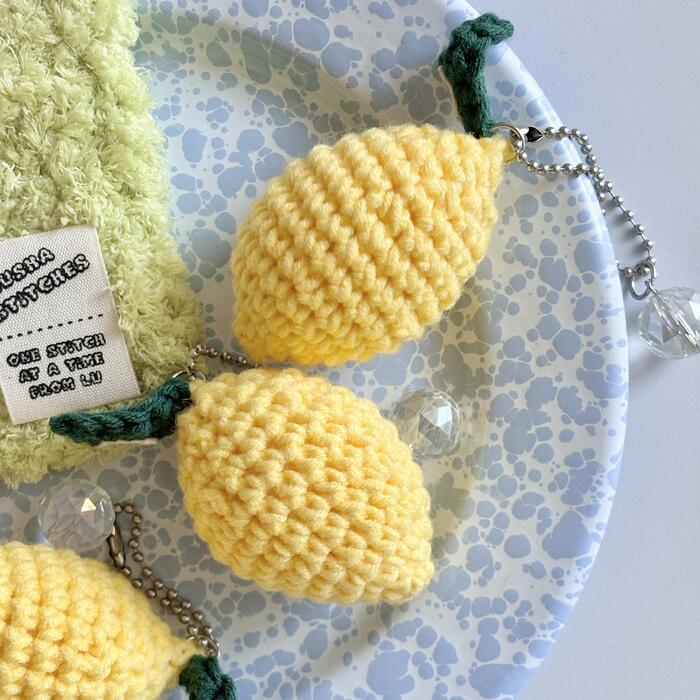 [루샤스티치] 핸드메이드 뜨개 과일키링 (레몬, 파인애플)
