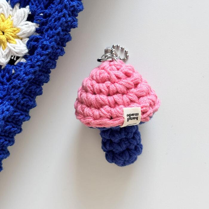 [루샤스티치] 컬러믹스 뜨개 버섯 키링