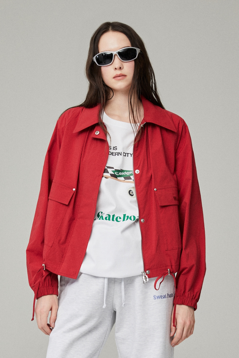 [30% OFF] OVERSIZED WINDBREAKER_DARK RED