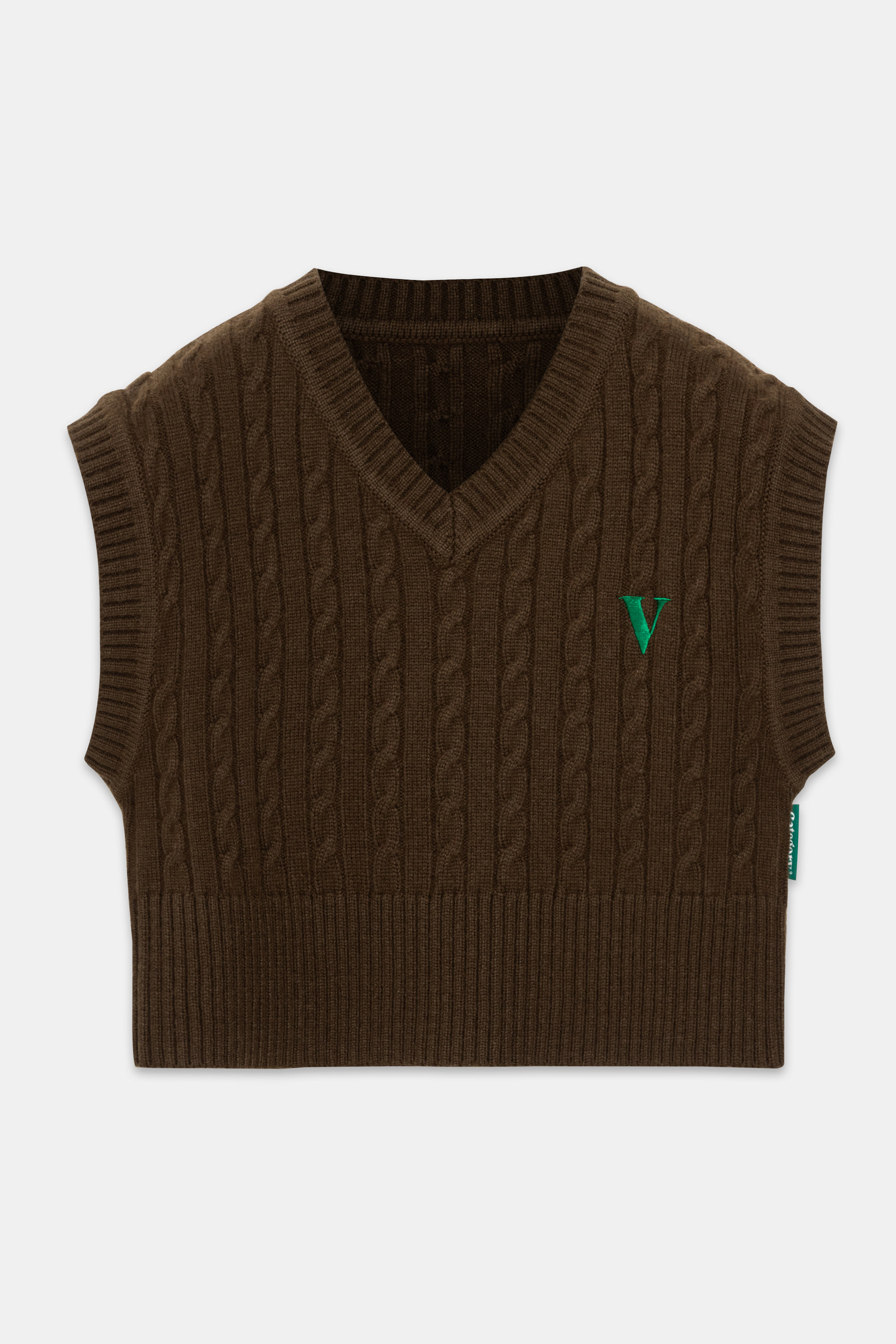 CABLE KNIT VEST_DARK BROWN