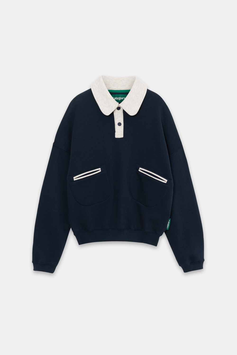 SWEAT POLO PULLOVER_STRIKE NAVY