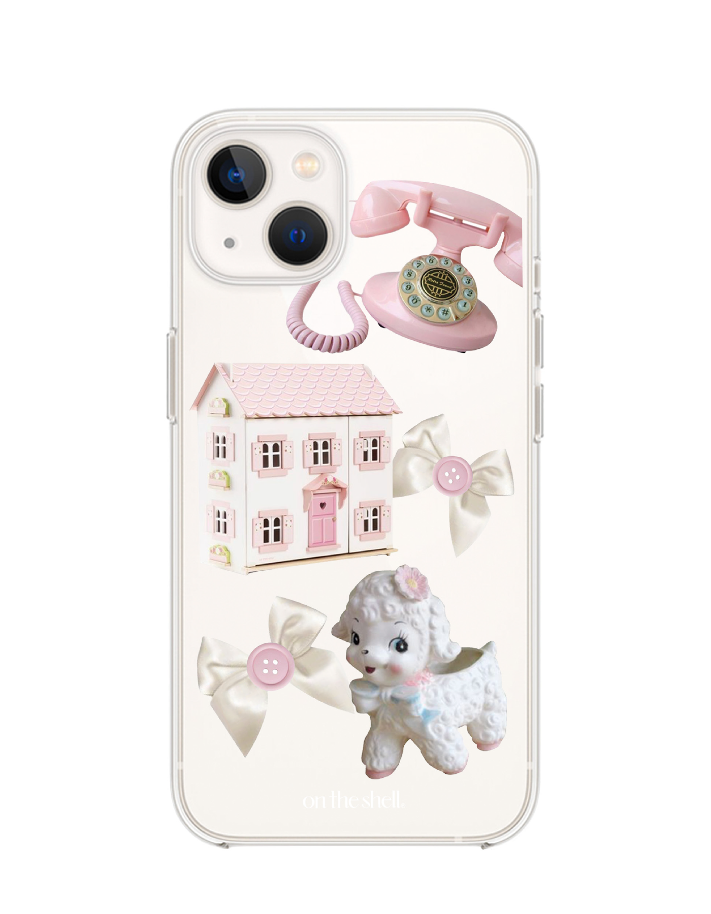 (Jell hard) Vintage pink doll house Iphone case