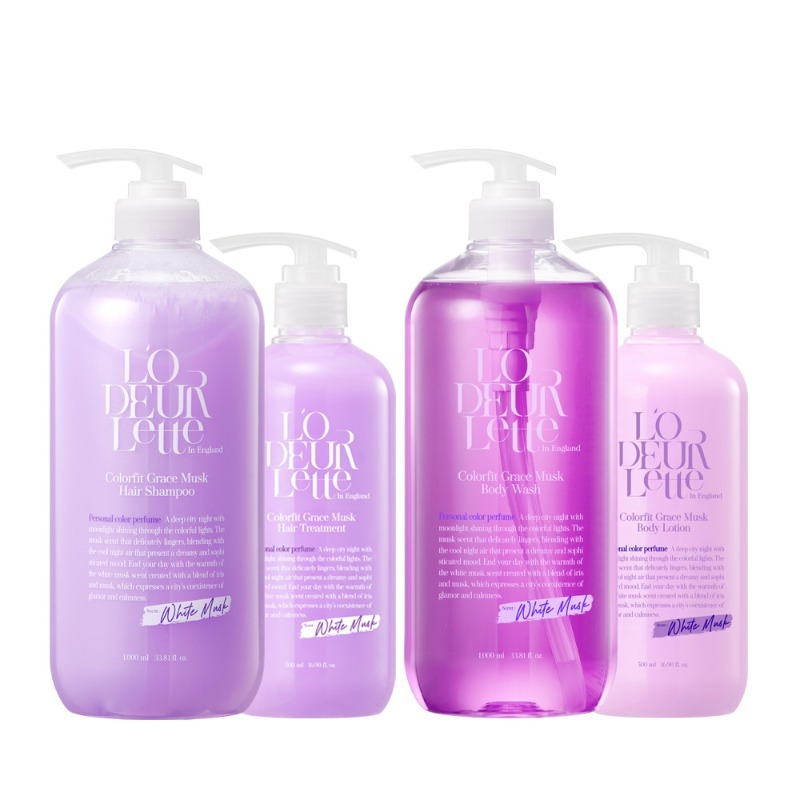 샴푸(1000ml)+트리트먼트+바디워시(1000ml)+바디로션 (그레이스 머스크)