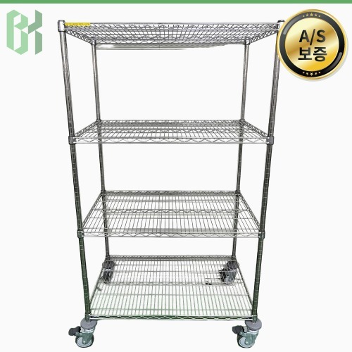 중고 스테인리스 와이어 선반 랙 카트 Stainless Steel Wire Shelving Rack Cart / w 900 (CU48)