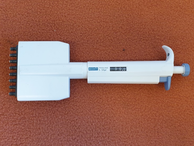 중고 Biohit Proline / 8채널 멀티 채널 피펫 8-Channel Multichannel Pipette / 5-50 ul