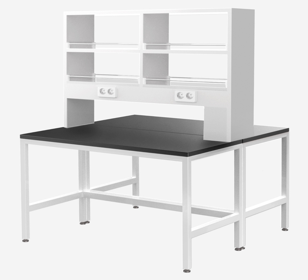 중고 K - 선반형 철재 중앙 실험대 (실속형) / KK-C1215 / w1200 x d1500 x h800/1800 mm