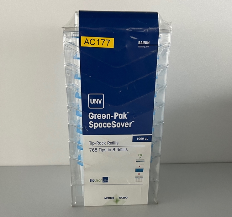 중고 Mettler Toledo Rainin 30389279 UNV 그린 팩 스페이스 세이버 1000 μL 팁 (AC177)