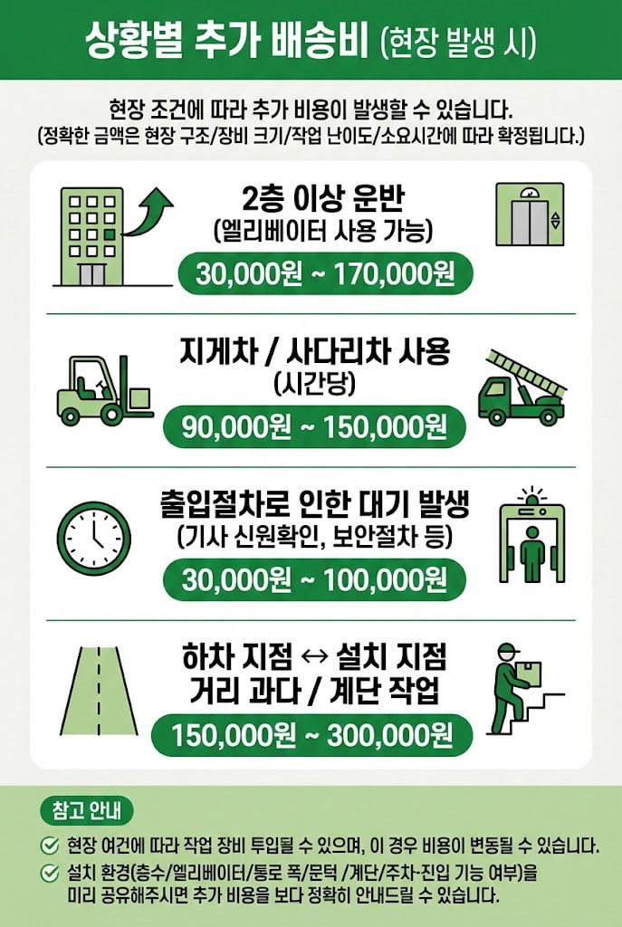 상황별 추가 배송비 상세