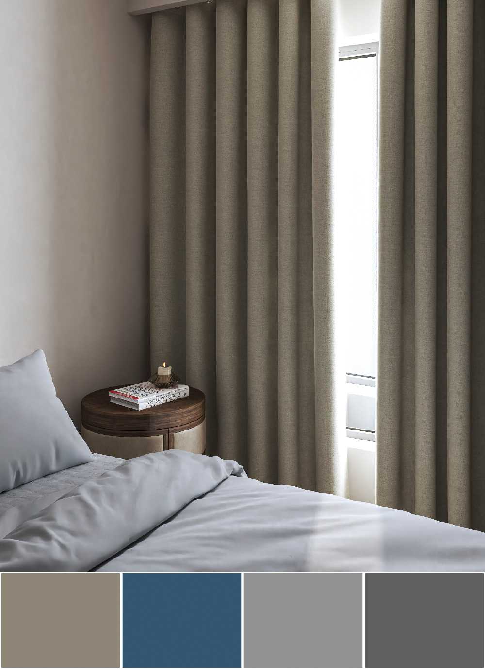 Linen Peel Shape-memory Blackout Curtain 1 sheet 4colors