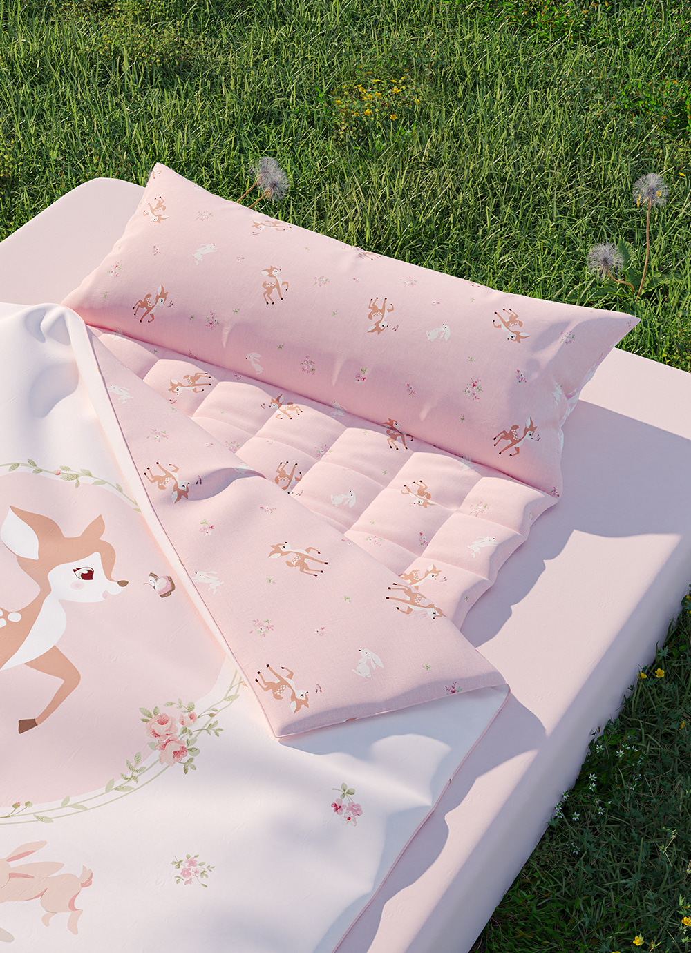 Bambi Garden Pure Cotton double-sided Nap Duvet & Pad Set