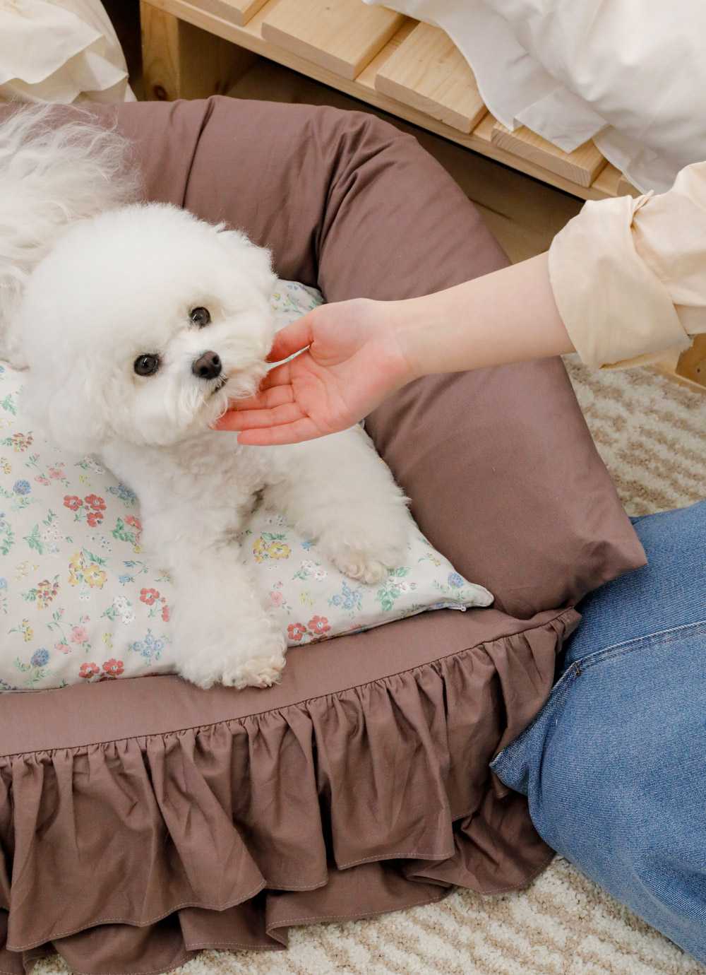 Pet Garden Frill Pure Cotton removable cover bumper Dog Bed L