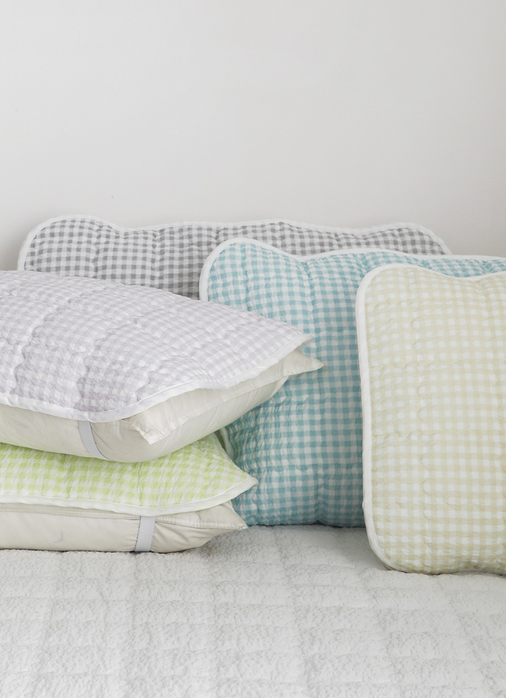 Honey dew Seersucker Ripple banded Pillow Cover 40x60 / 50x70 5colors