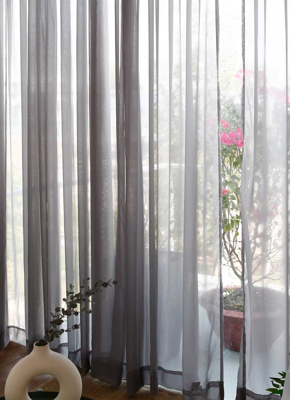 Sopeuti Chiffon Butterfly Wrinkle curtain City grey 1 sheet / 2 sheets