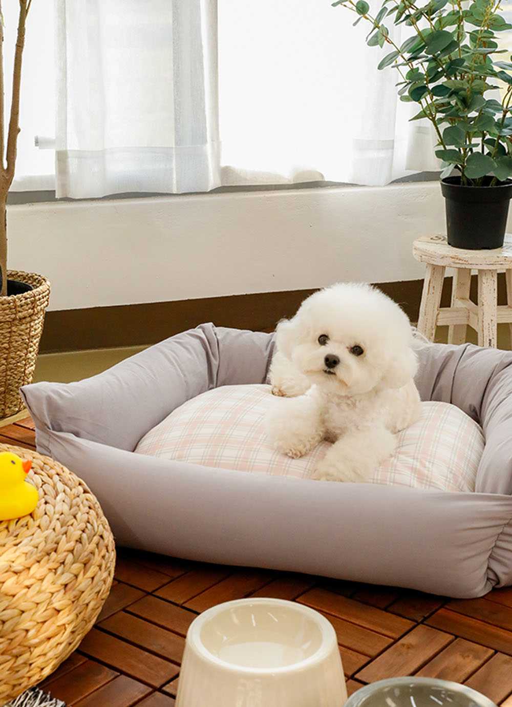 Pet Sunday Morning Pure Cotton removable cover bumper Dog Bed L