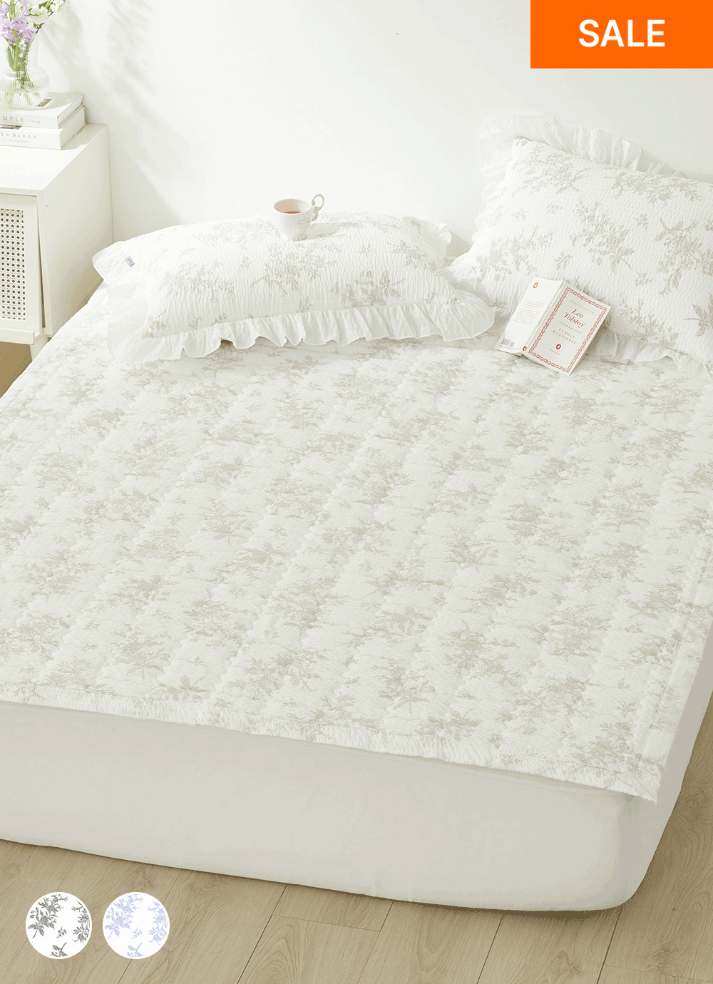 Merci Seersucker Ripple Fitted Bed Pad SS / Q / K 2colors
