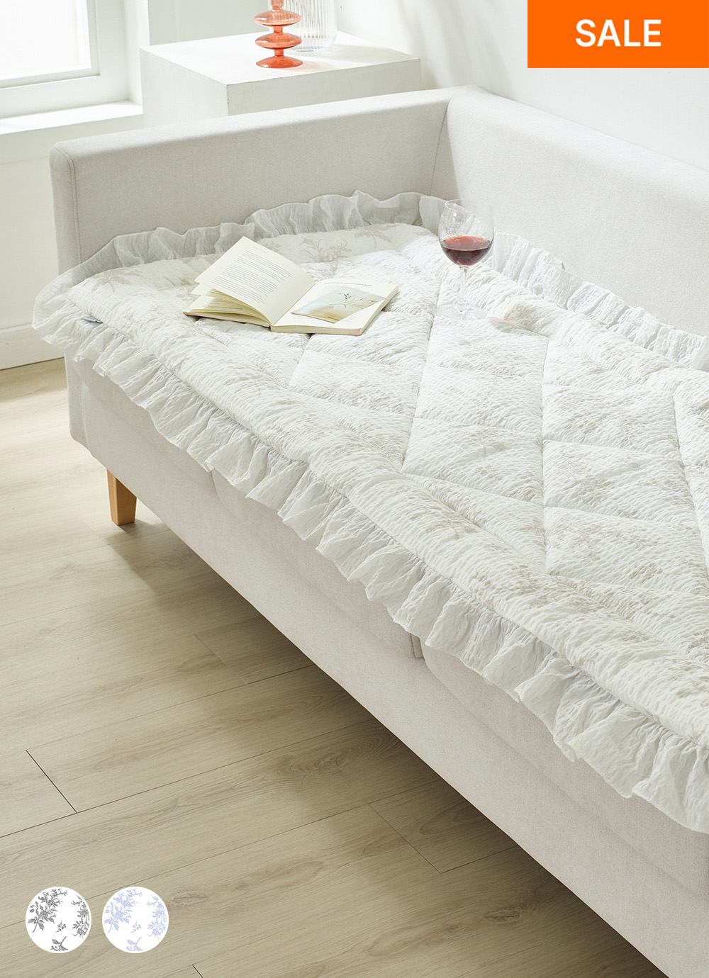 Merci Seersucker Ripple Frill Sofa Pad 3-person / 4-person 2colors