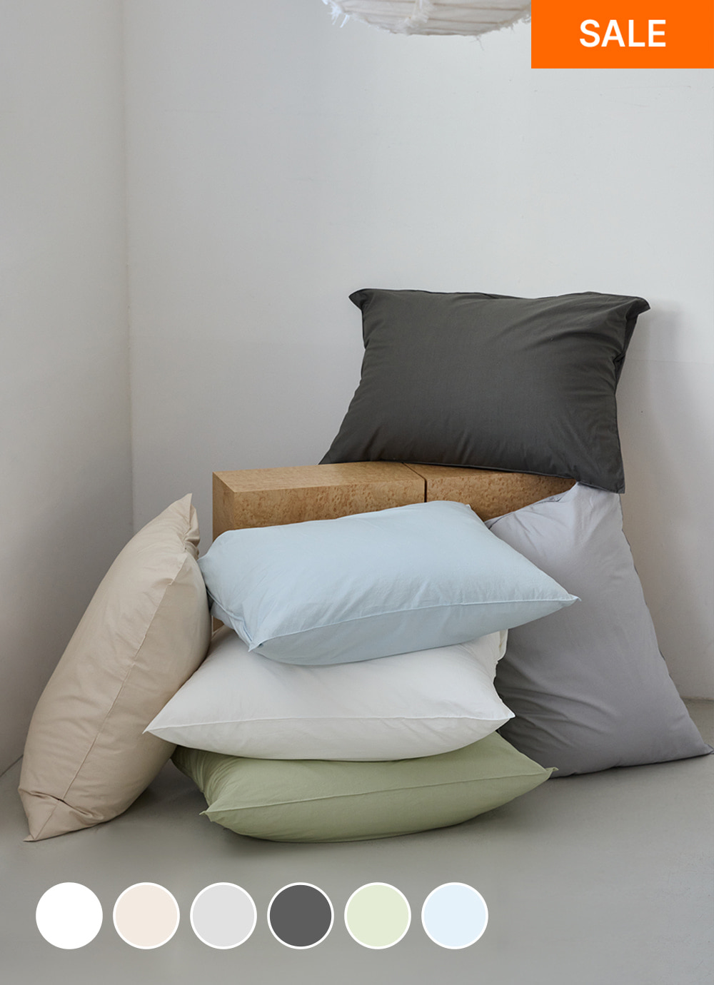 Washed Organic 60-count cotton 2-layer Sack-type Pillow Cover 50x70 6colors
