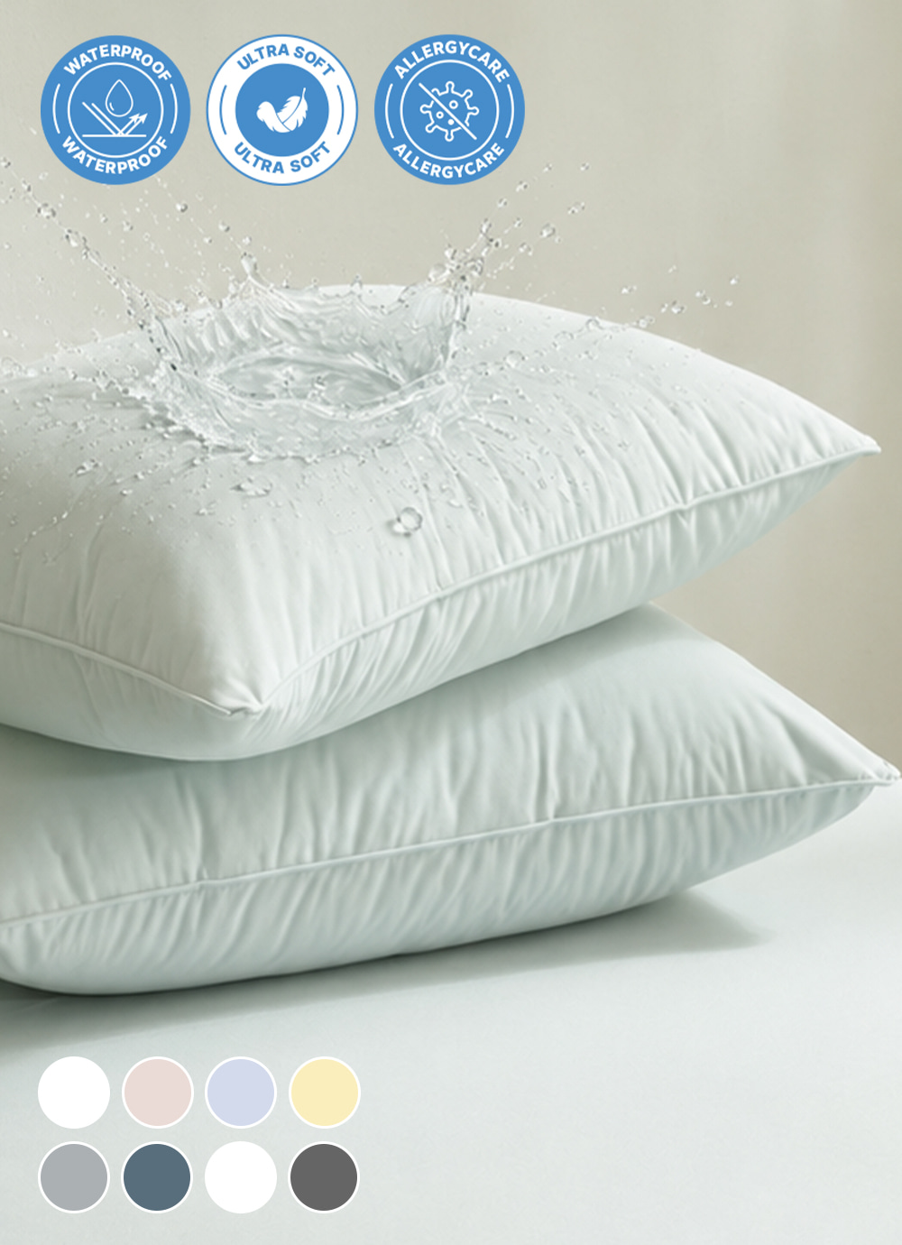 Safeguard soft Allergy-care Waterproof Pillow Cover 30x50 / 40x60 / 50x70 8colors
