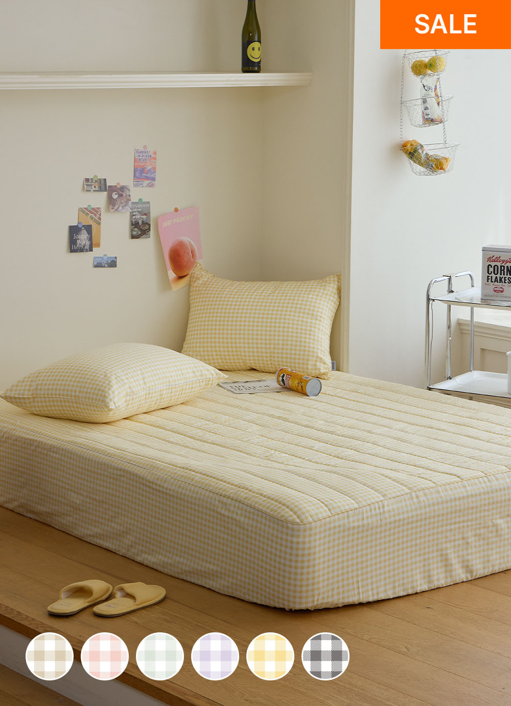 Honey dew Silent Non-irritating Quilted Mattress Cover SS / Q / small K / K / LK 6colors
