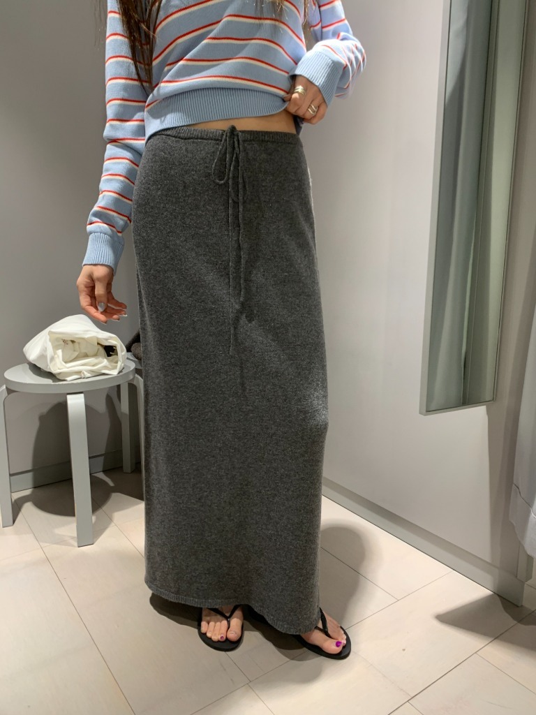 올슨 데일리 니트 일자핏 스커트 롱치마
