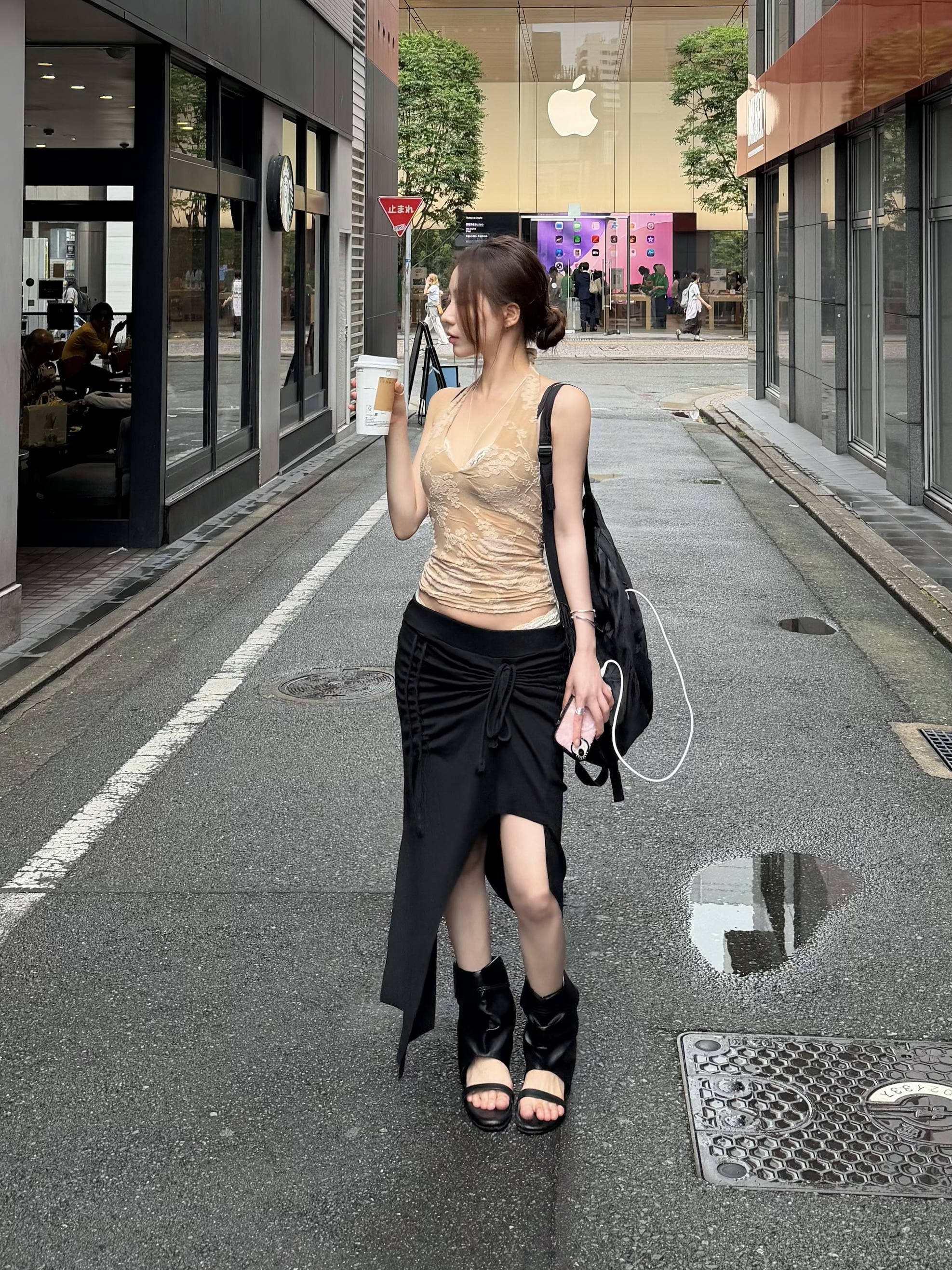 Rene shirring unbalance midi sk 2 color 르네 셔링 언발 미디 sk 2coor