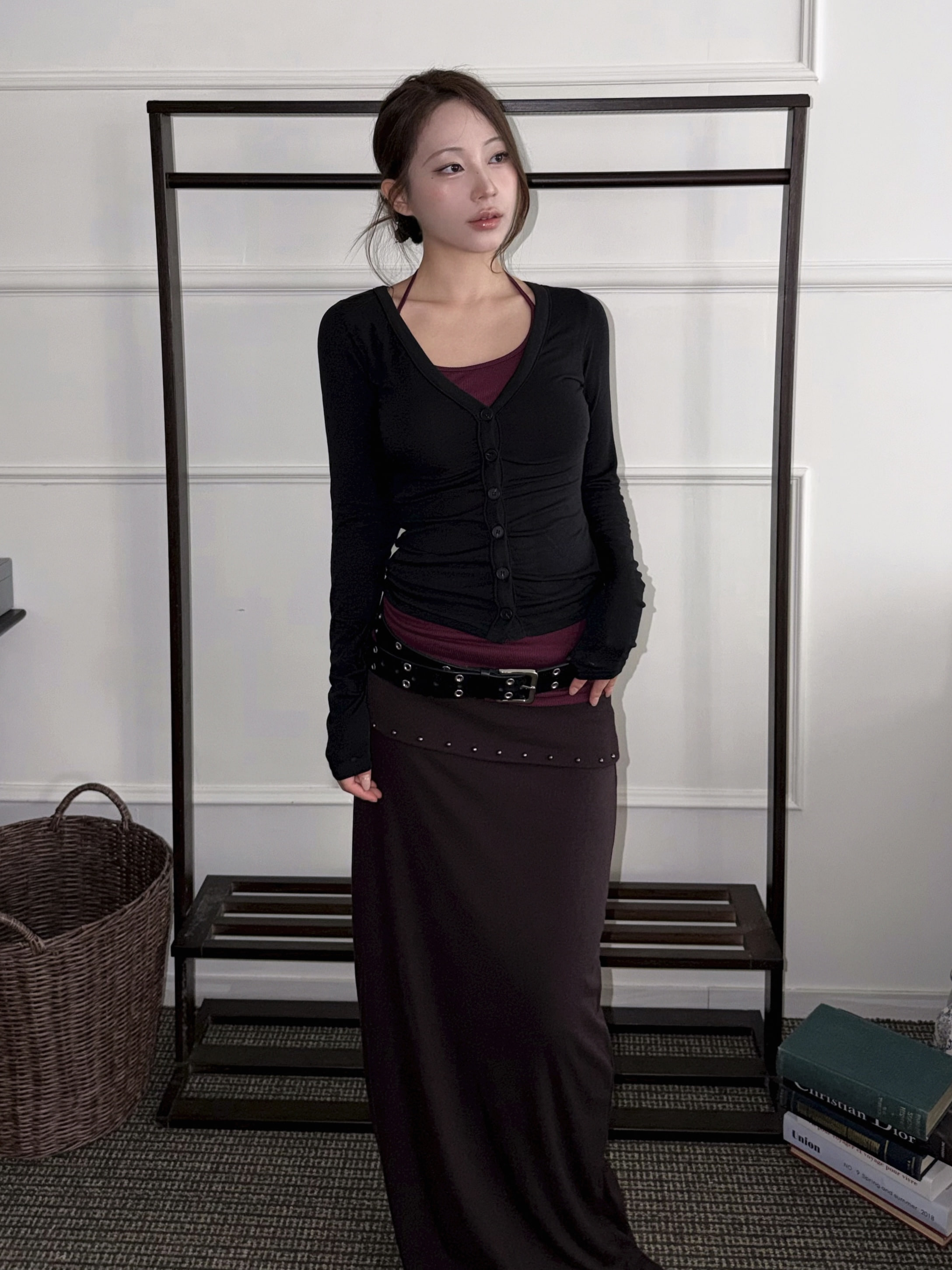 Plum Stud Folding Long Sk 2 color 플럼 스터드 폴딩 롱 sk 2color