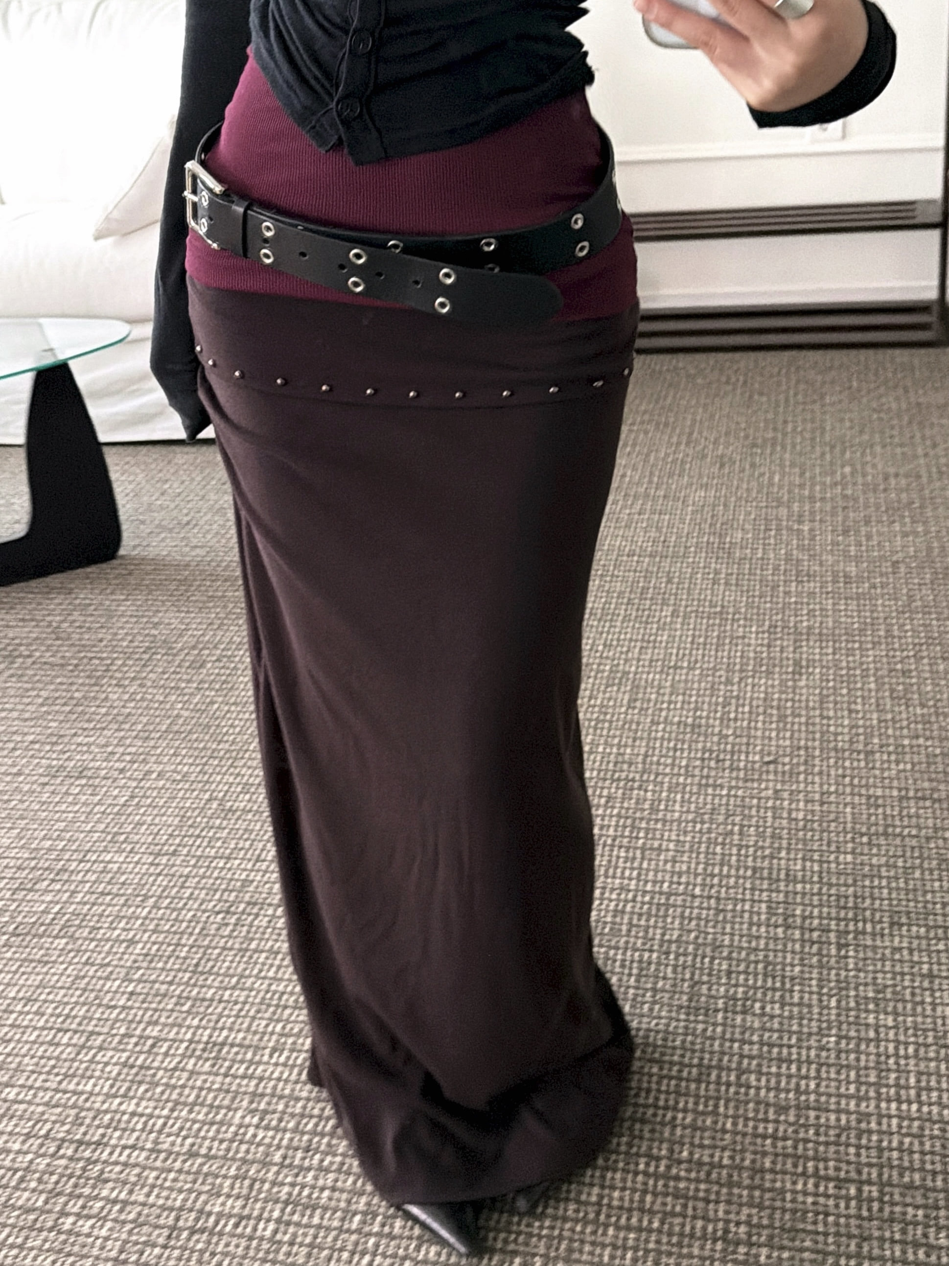 Plum Stud Folding Long Sk 2 color 플럼 스터드 폴딩 롱 sk 2color