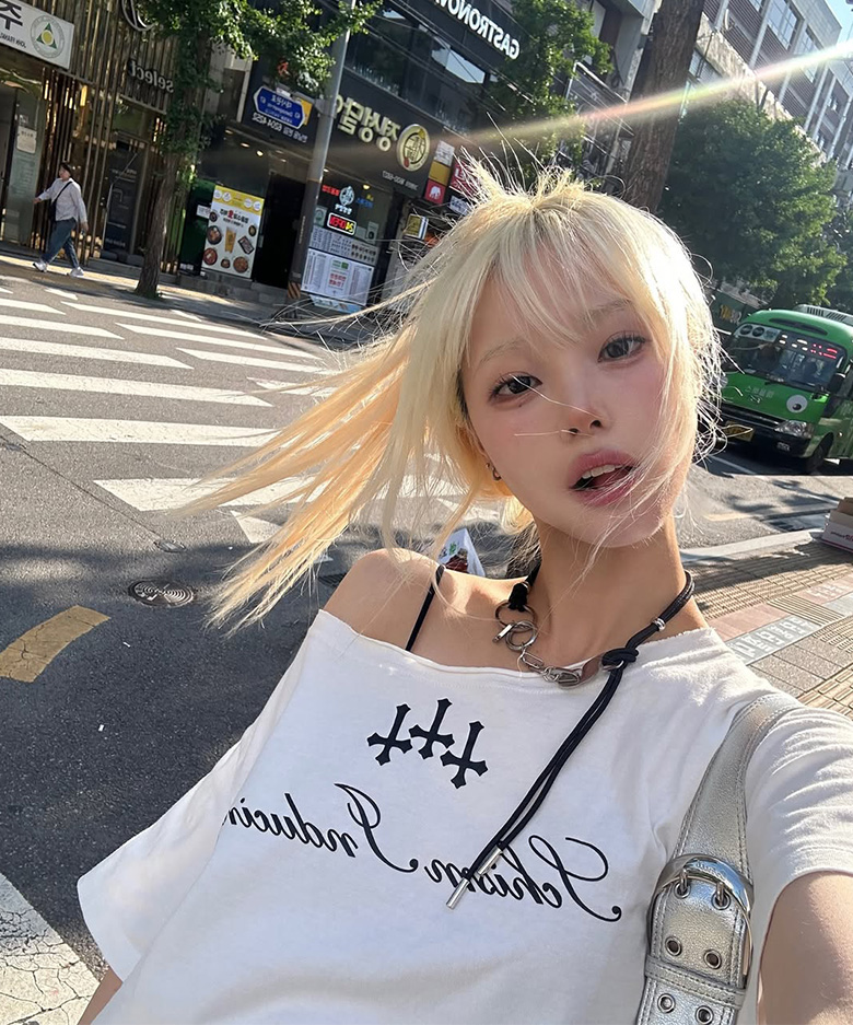◆SCHISM INDUCING◆ CROSS STRING T SHIRT WHITE SB9TS24WH CROSS STRING T SHIRT WHITE [8차 리오더] - SCHISM INDUCING