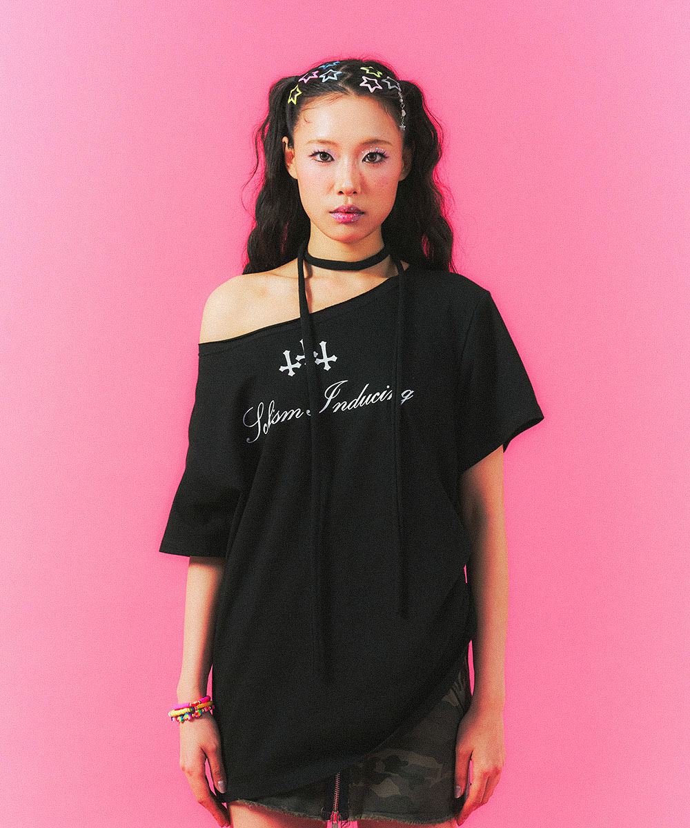 【SCHISM INDUCING】 HF SHIRRING T SHIRT ★韓国の大人気 HF SHIRRING T SHIRT GREEN - SCHISM INDUCING