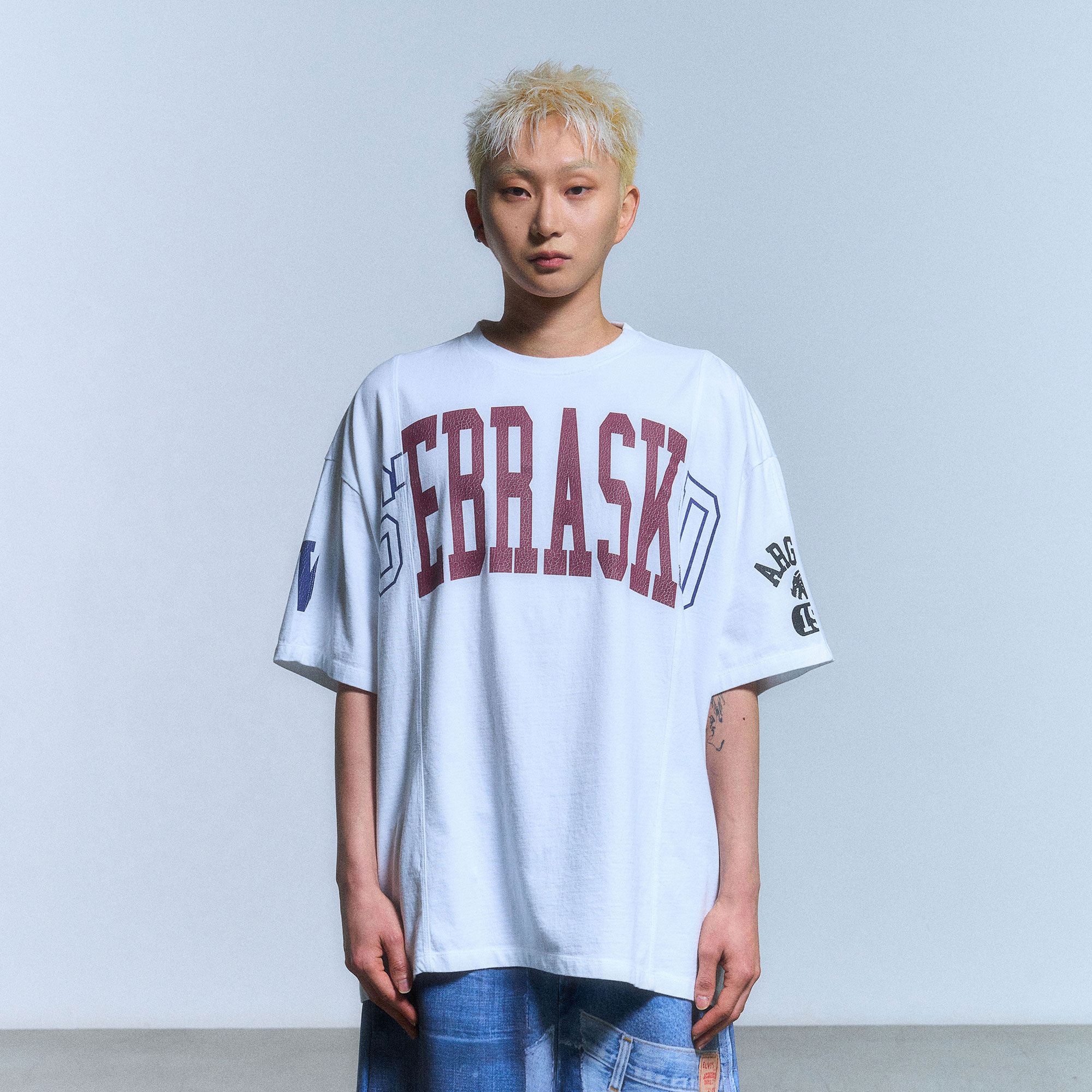 ◆SCHISM INDUCING◆ FAKE REWORKED T SHIRTIVORY SB4TS21IV SALE - T SHIRT - SCHISM INDUCING