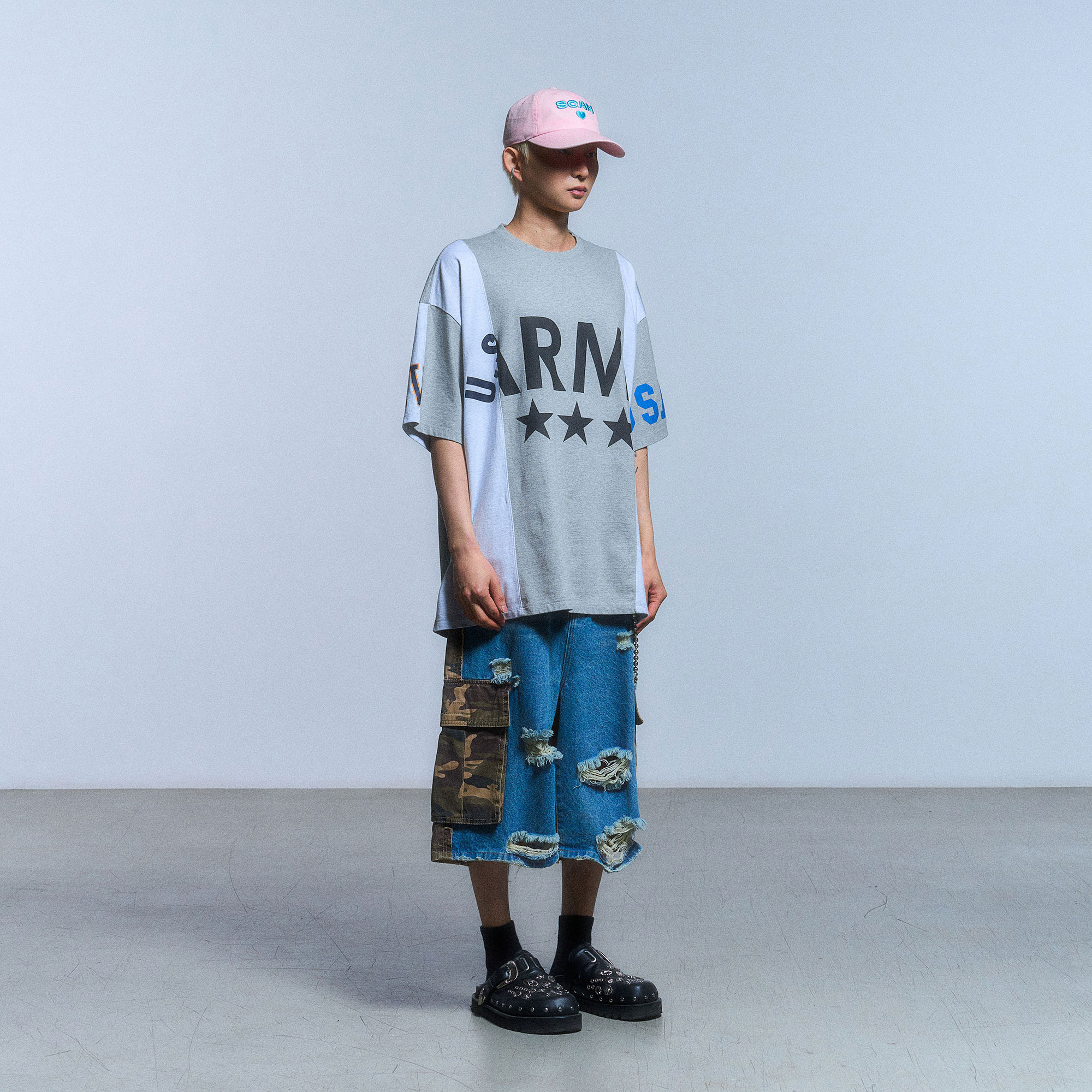 FAKE REWORKED T SHIRT_GREY - SCHISM INDUCING