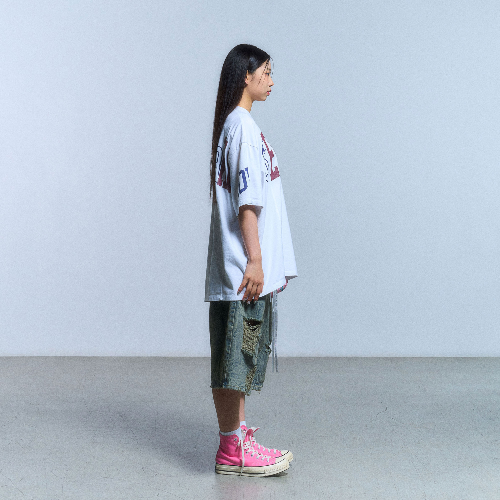 【SCHISM INDUCING】 FAKE REWORKED T SHIRT ★韓国の大人気 セール】【SCHISM INDUCING】FAKE REWORKED T SHIRT_IVORY（T