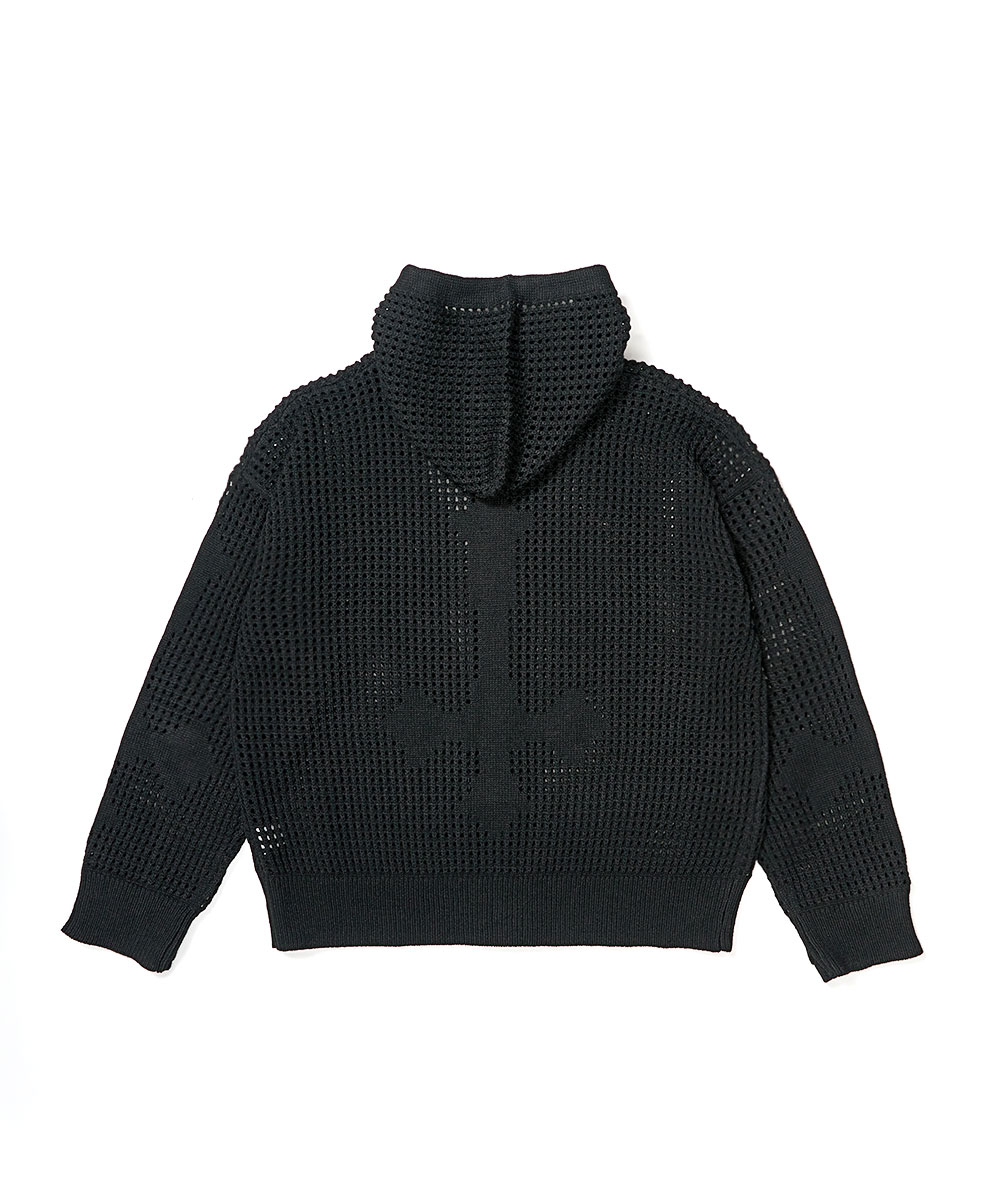 SCHISM INDUCING ■ CROSS MESH ZIP HOODIE フーディ CROSS MESH ZIP HOODIE BLACK - SCHISM INDUCING